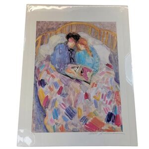 Barbra A Wood Offset Lithograph Couple Reading Limited Edition 300 Of 976 Sealed